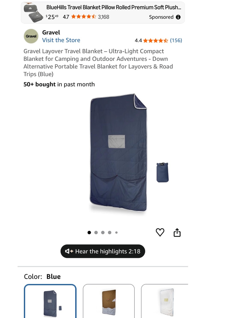 Gravel Navy Blue Quilted Layover Travel Blanket